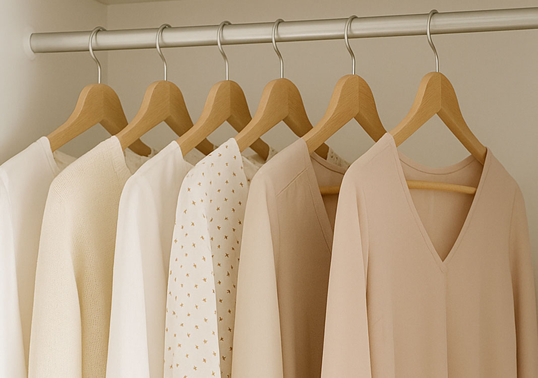 Ordentlicher Kleiderschrank, sortierte Kleiderschrank